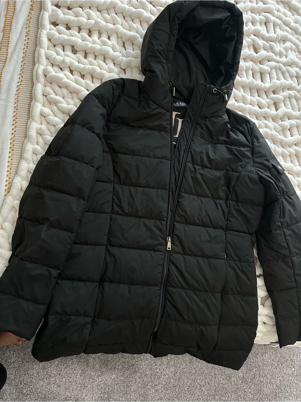 Ralph Lauren Black Quilted Hooded Puffer Jacket